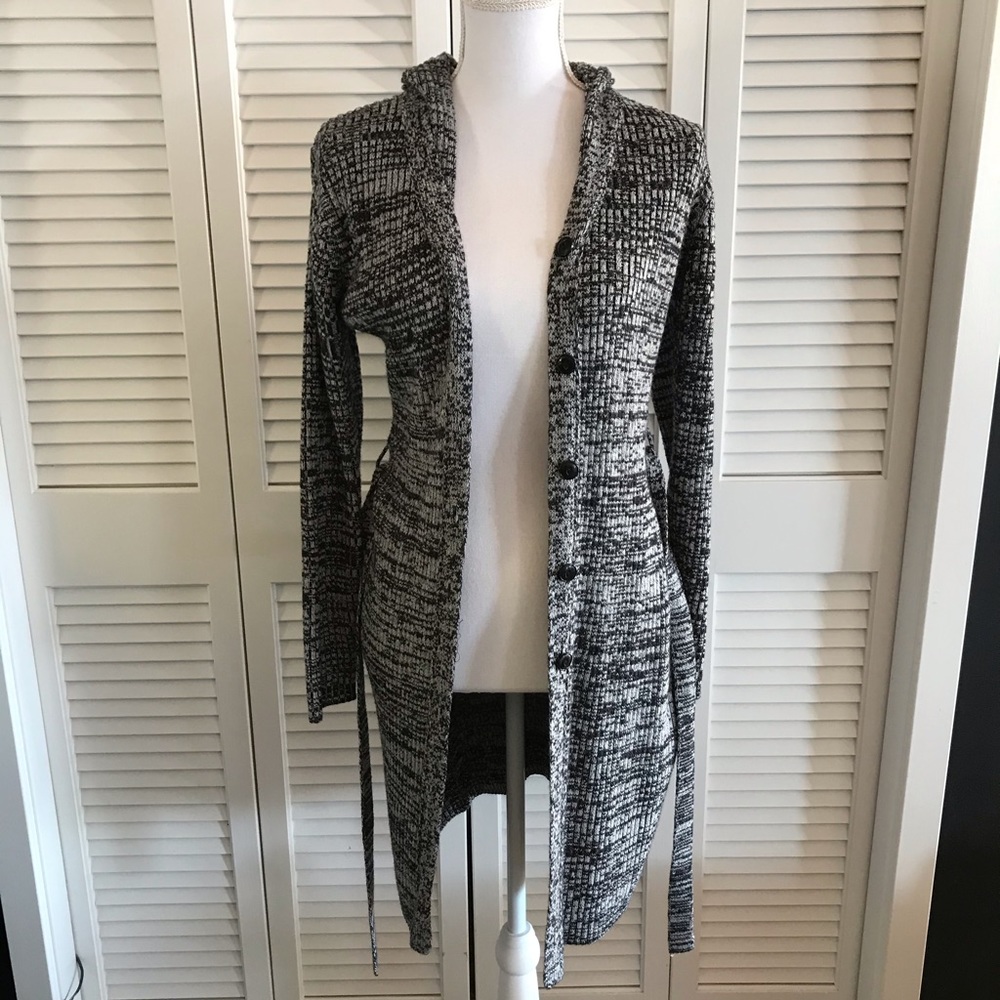 GAS Sweaters Long Hooded Belted Cardigan Large